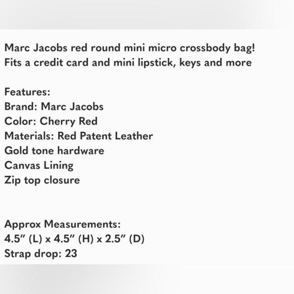 🔹️ Marc Jacobs🔹️ Mini red Crossbody bag ✨️❤️ - Picture 10 of 12